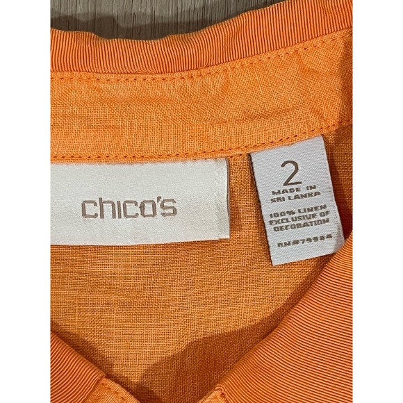 Women's Chico's Pullover with snaps, Orange, sz 2, #392-O - Picture 3 of 3